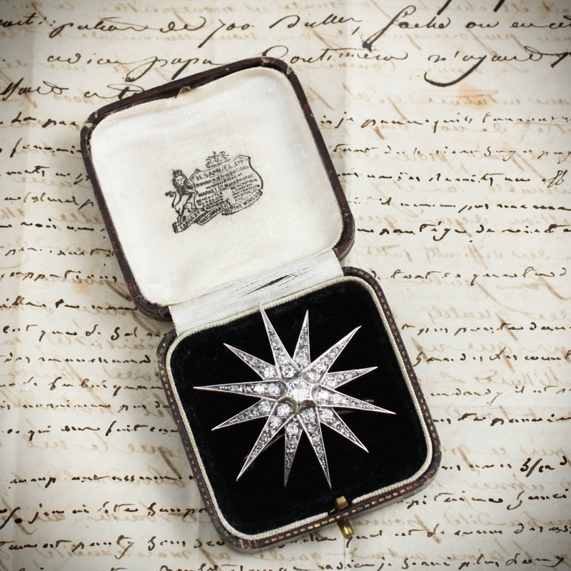Antique Victorian Diamond Starburst Brooch