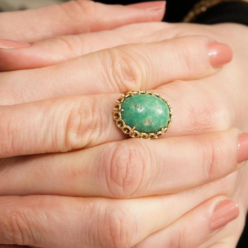 Vintage Italian Green Marble Dress Ring