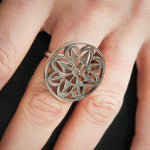 Flamboyant Vintage 1970's Silver Disc Dress Ring