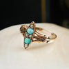 Poetic Art Nouveau Turquoise & Seed Pearl Ring