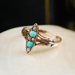 Poetic Art Nouveau Turquoise & Seed Pearl Ring