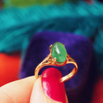 Vintage Green Agate Dress Ring