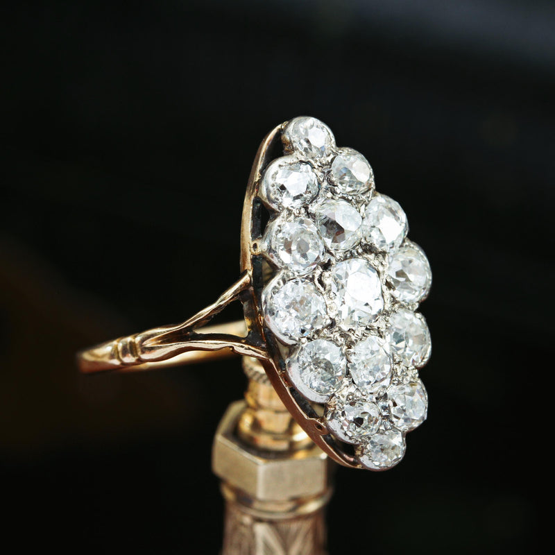 Supreme Majesty! Antique Marquise Diamond Cluster Ring