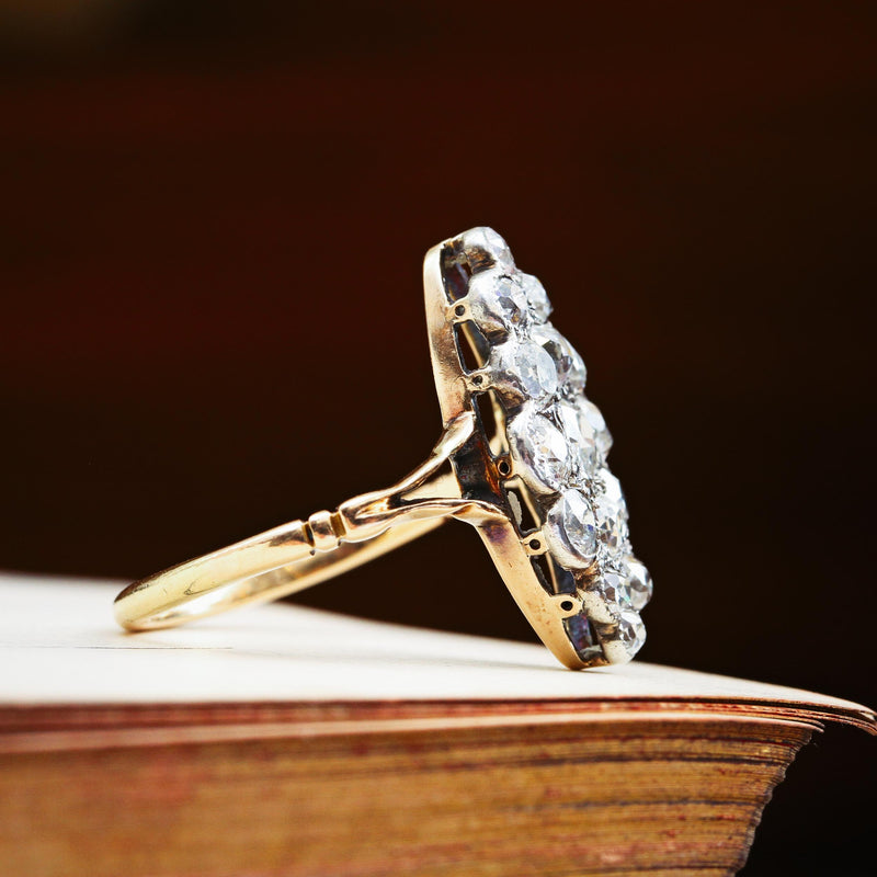 Supreme Majesty! Antique Marquise Diamond Cluster Ring