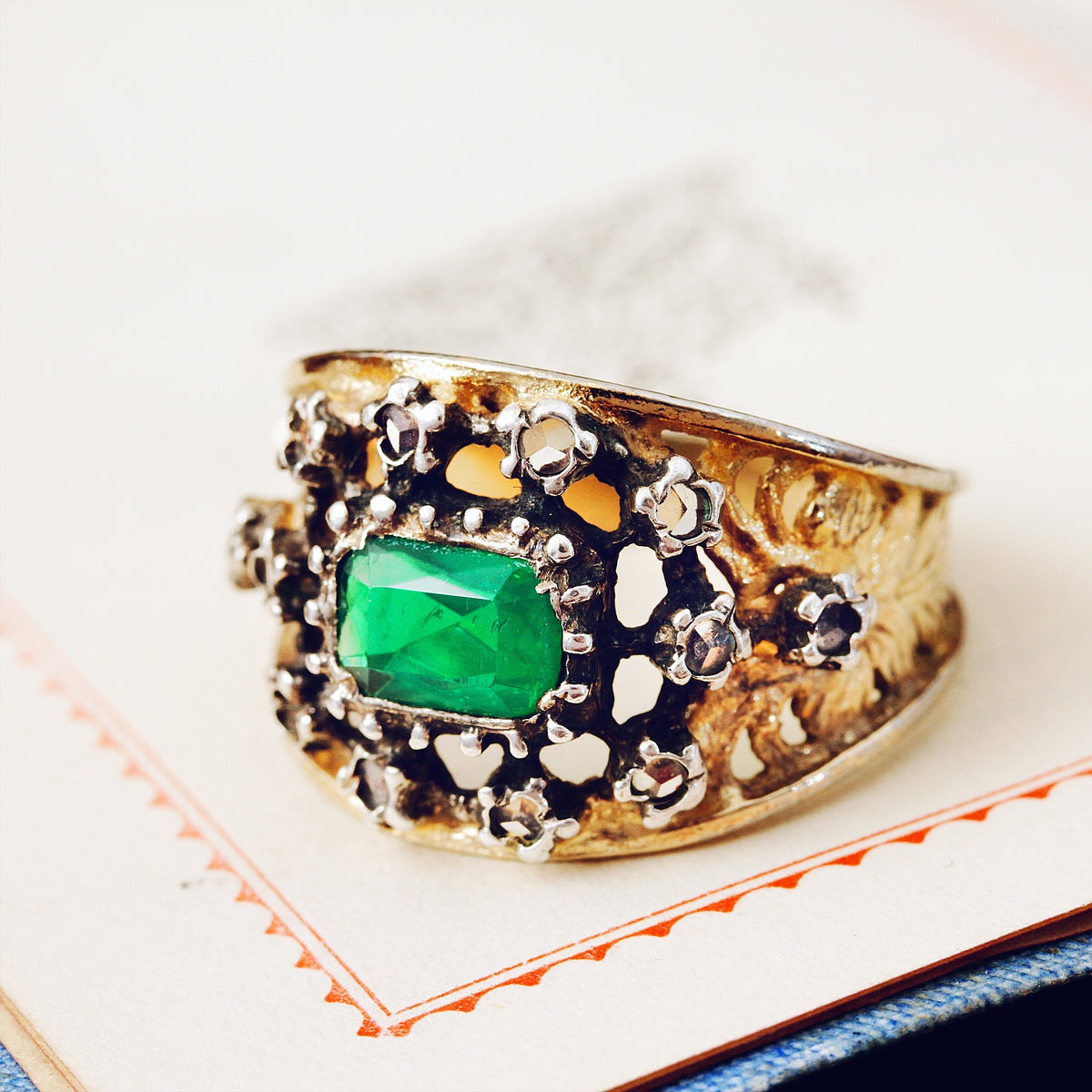 Georgian Style Paste & Rose Cut Diamond Band Ring