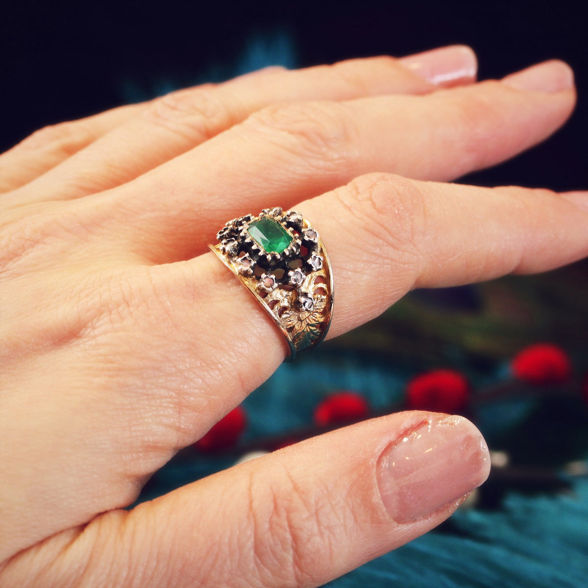Georgian Style Paste & Rose Cut Diamond Band Ring