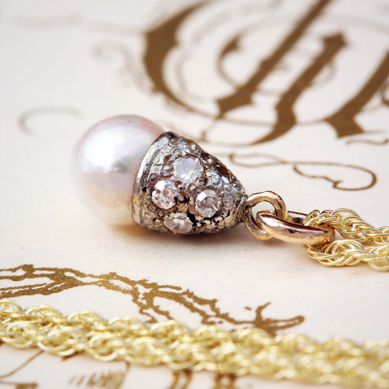Vintage Pearl & Diamond Pendant – Fetheray