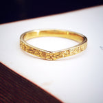 Hand Engraved 18ct Gold Curve Shape Wedding Band