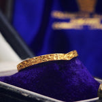 Hand Engraved 18ct Gold Curve Shape Wedding Band