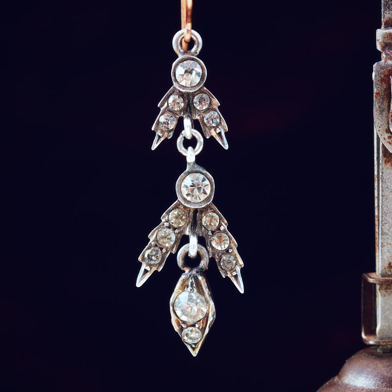 Antique Victorian Paste and Silver Drop Earrings