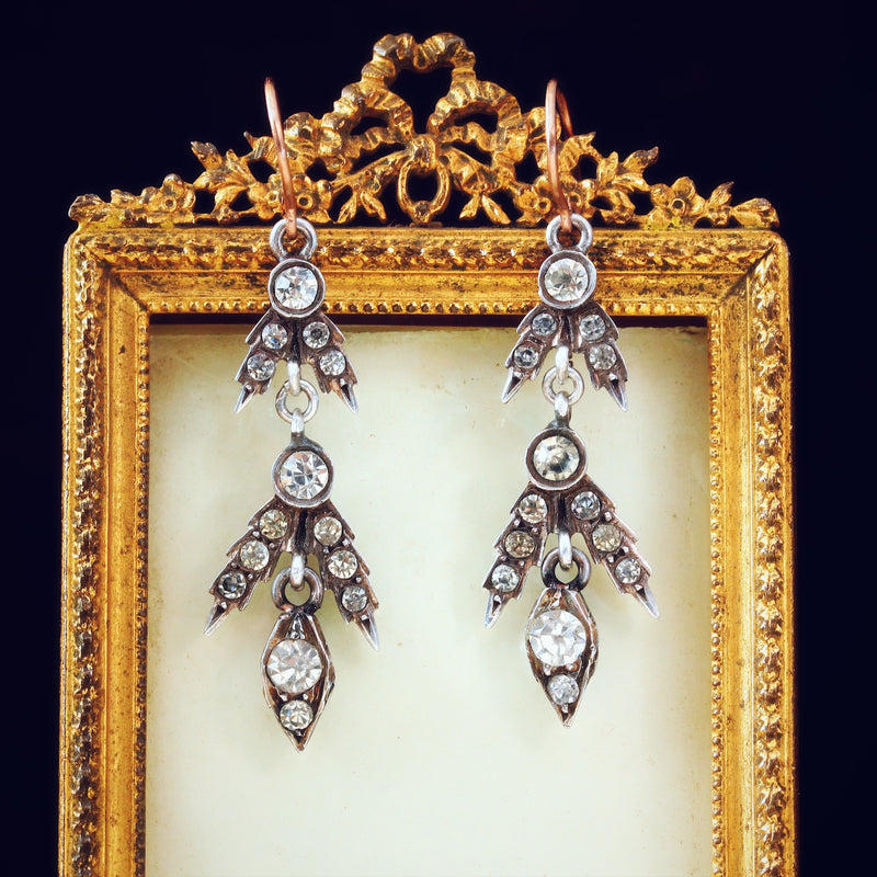 Victorian Paste & Silver Drop Earrings
