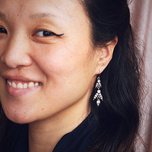 Victorian Paste & Silver Drop Earrings