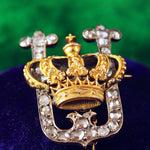 Fabulous Antique Crowned Diamond Initial Brooch