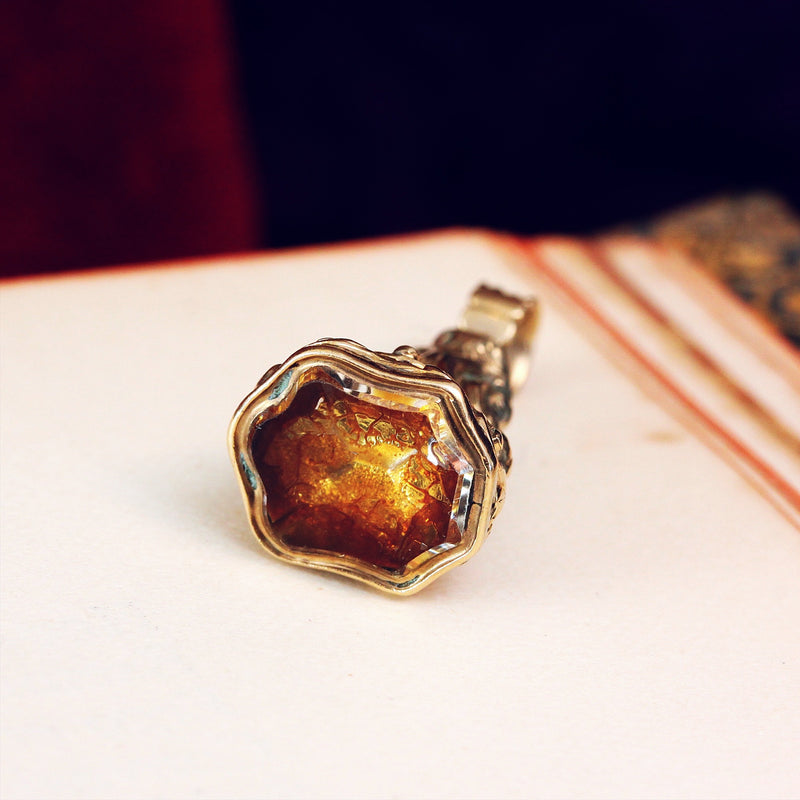 Antique Georgian Citrine Coloured Glass Fob