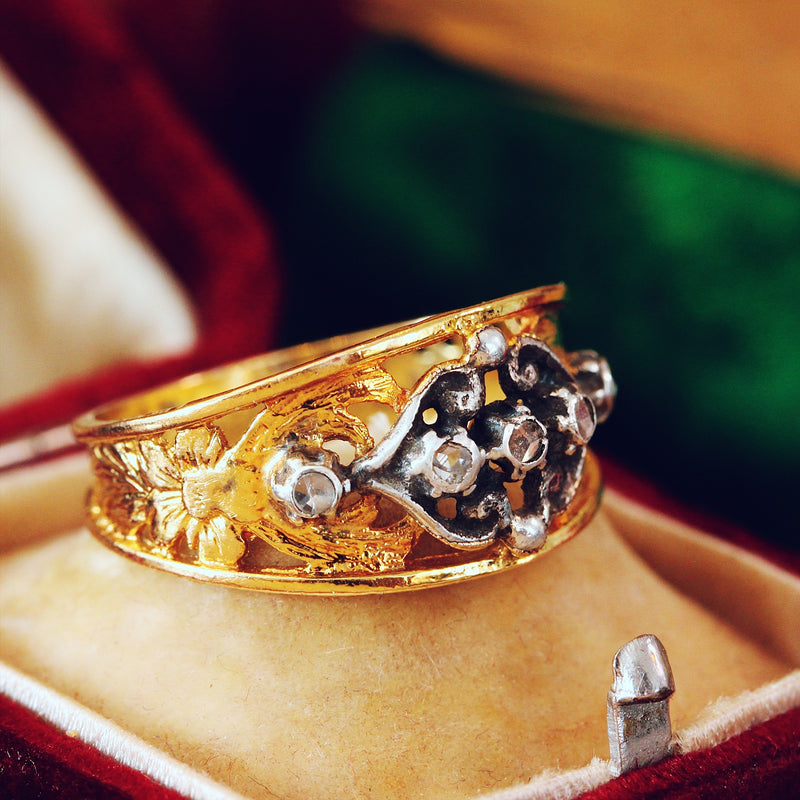Georgian Style Portuguese Rose Cut Diamond Band Ring