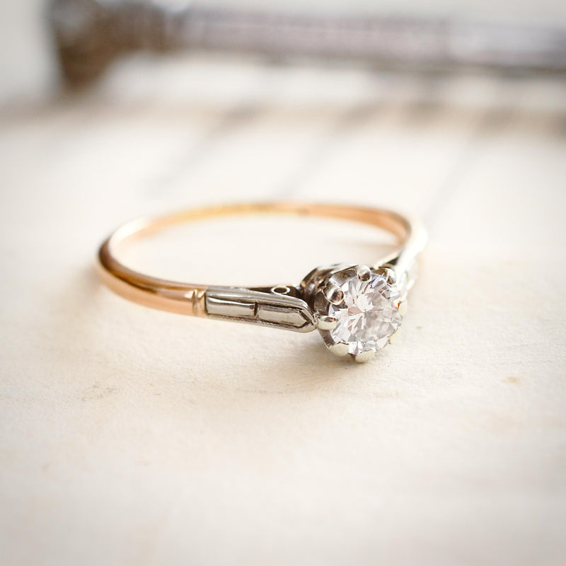 Early Brilliant-cut Diamond Solitaire Engagement Ring