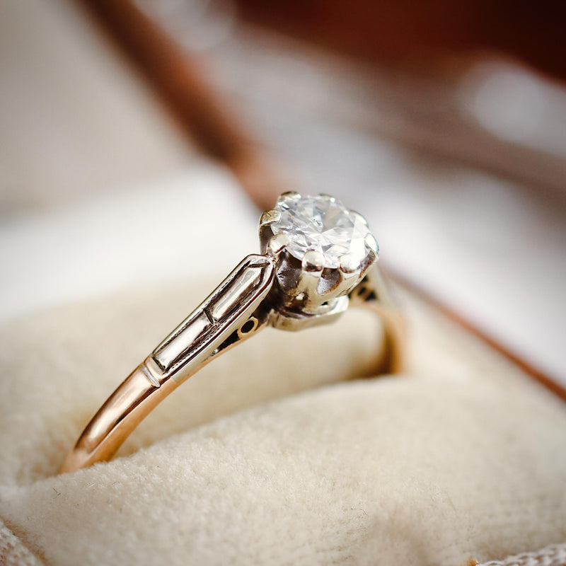 Early Brilliant-cut Diamond Solitaire Engagement Ring