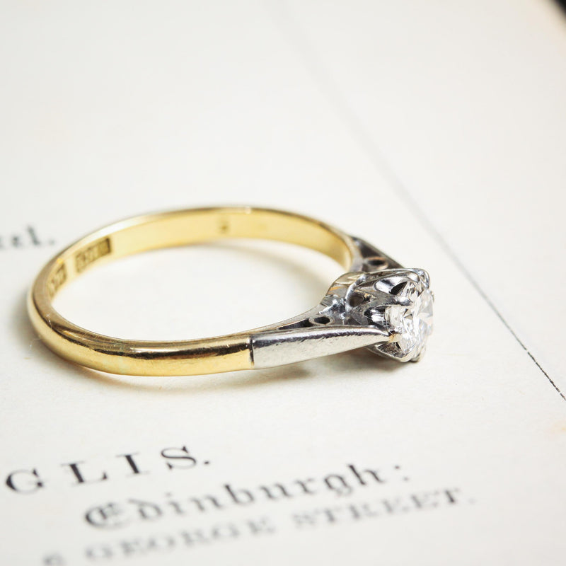 Vintage Brilliant Cut Diamond Solitaire Ring