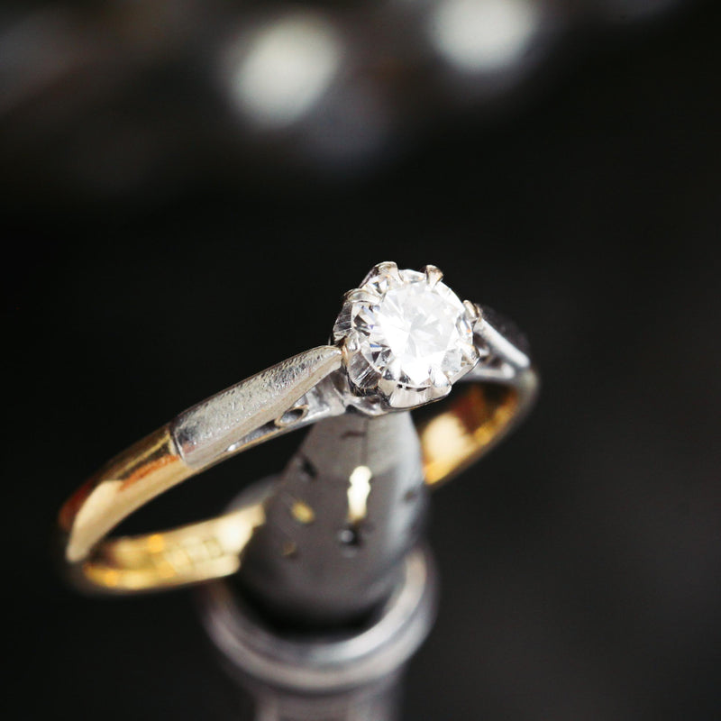 Glittering Sensation! Vintage Brilliant Cut Diamond Solitaire Ring