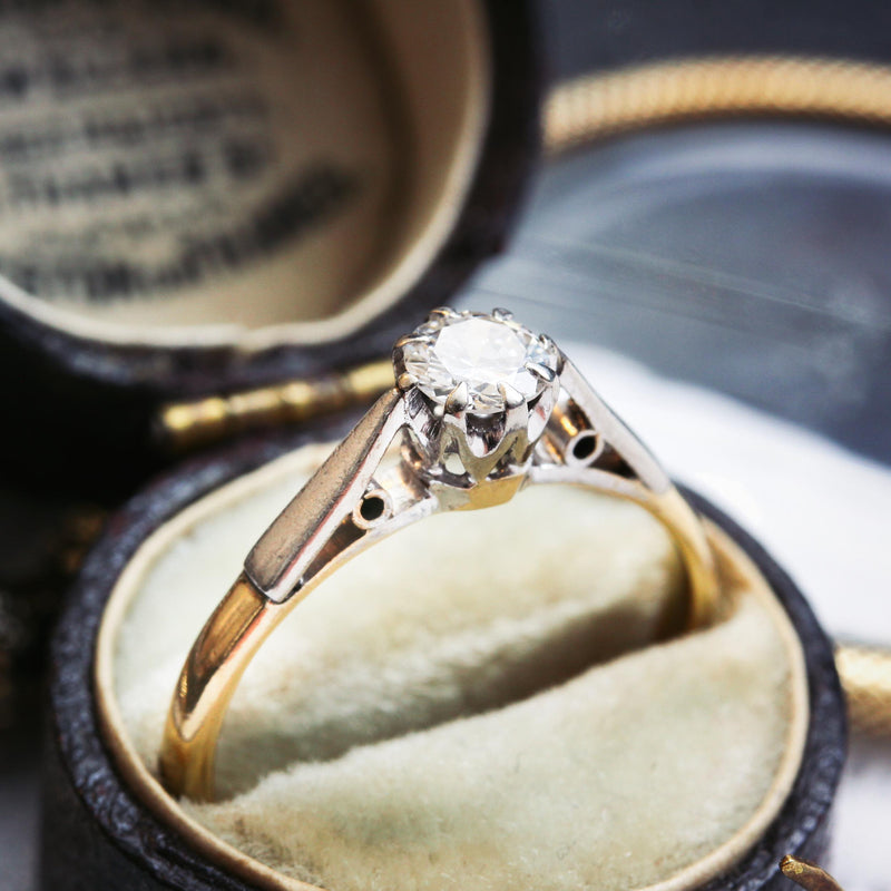 Glittering Sensation! Vintage Brilliant Cut Diamond Solitaire Ring
