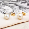 Vintage Freshwater Pearl Stud Earrings on 9ct Gold