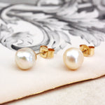 Vintage Freshwater Pearl Stud Earrings on 9ct Gold