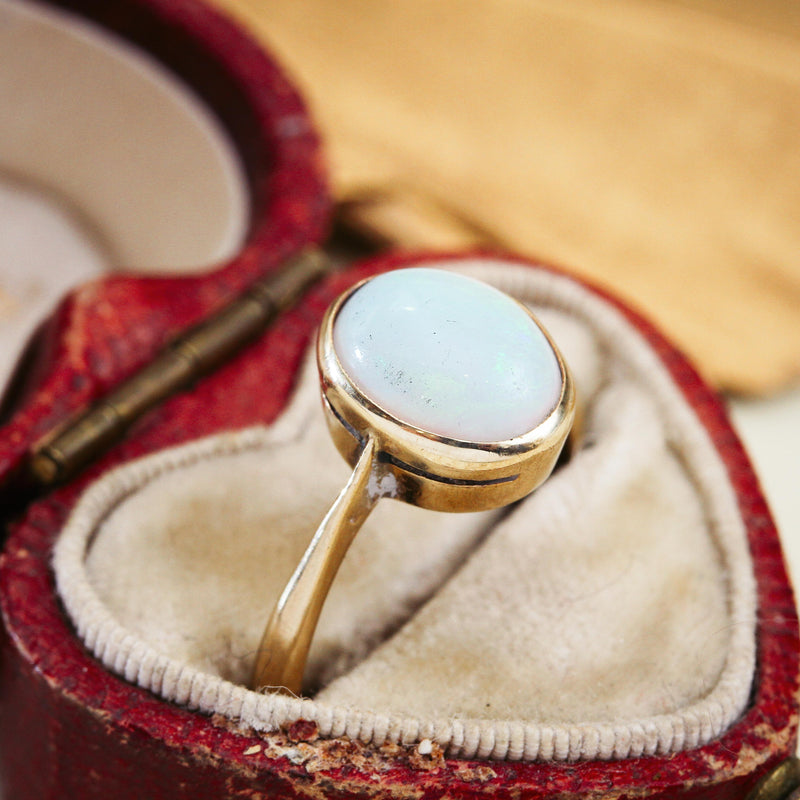 Milky Pink Vintage Crystal Opal Ring