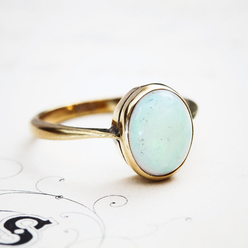 Milky Pink Vintage Crystal Opal Ring