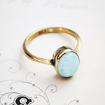 Milky Pink Vintage Crystal Opal Ring