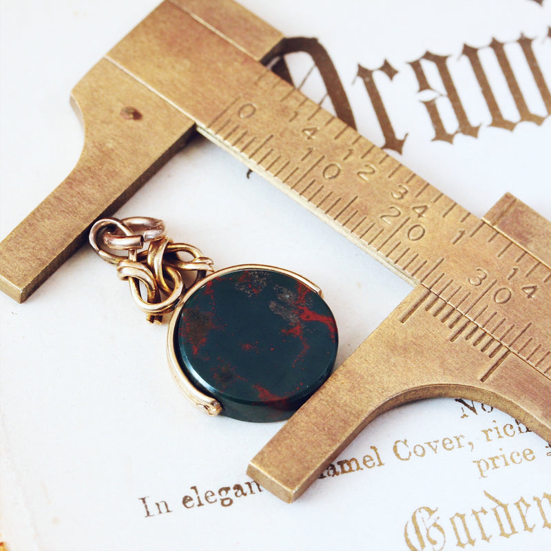 Antique Edwardian Bloodstone Spinner Fob