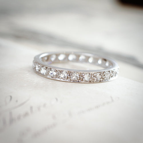 Vintage Size 'R' White Gold & Paste Full Eternity Ring