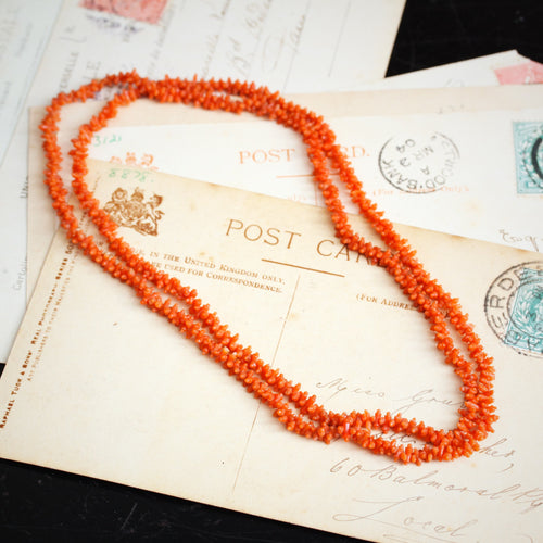 Precious Hand Carved Antique Georgian Coral Necklace