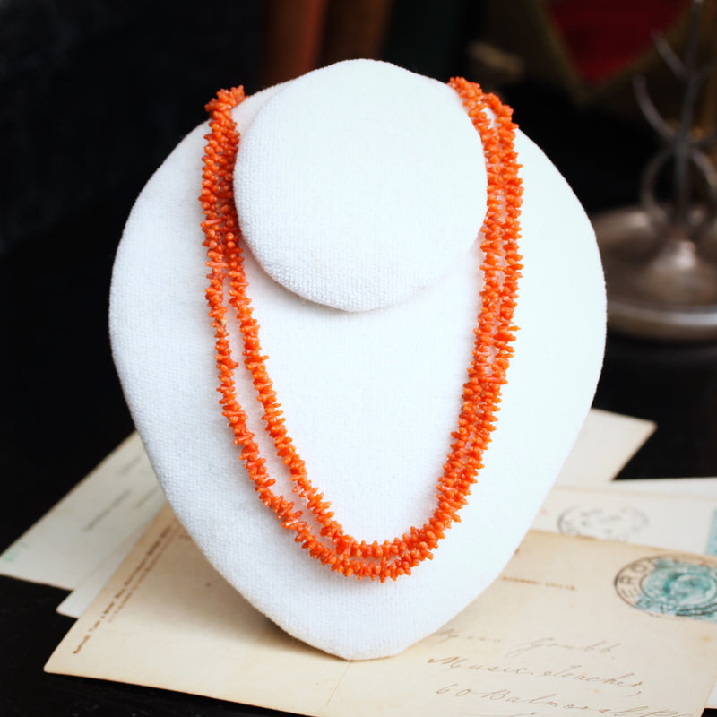 Precious Hand Carved Antique Georgian Coral Necklace