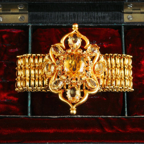 Antique Continental 18ct Gold Citrine Bracelet