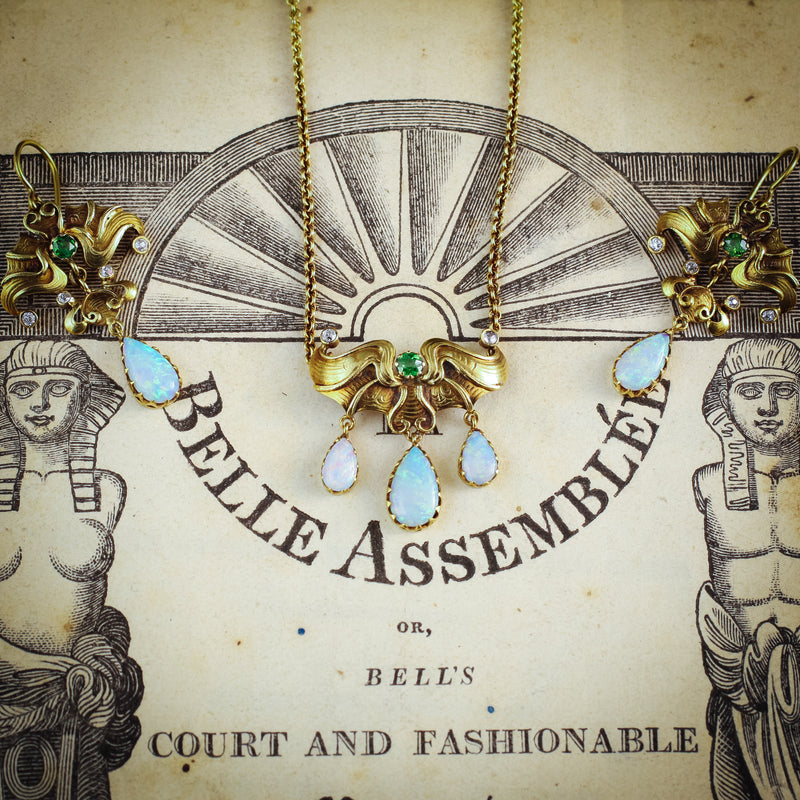 Ravishing Matching Set of Jugendstihl Art Nouveau Necklace and Earrings