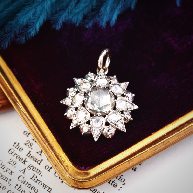 Flickering Rose Cut Diamond Star Pendant