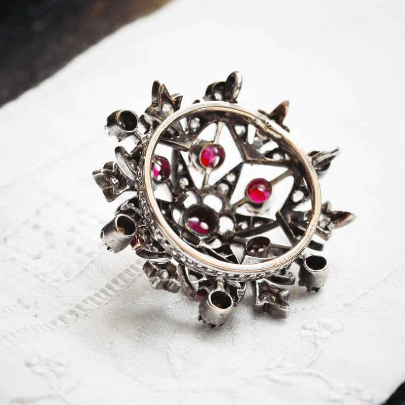 Ravishing Antique Victorian Ruby & Diamond Star