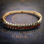 Antique Victorian Hessonite Garnet and Rose-cut Diamond Bangle Bracelet