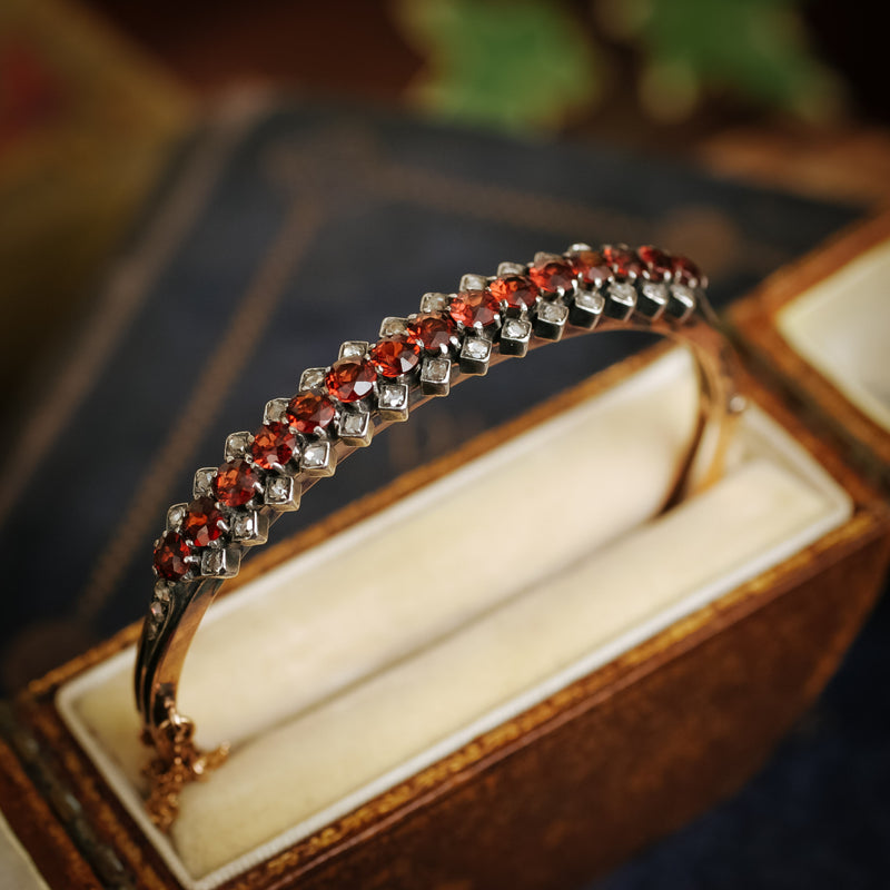 ANTIQUE VICTORIAN BOHEMIAN GARNET HINGED BANGLE BRACELET | eBay