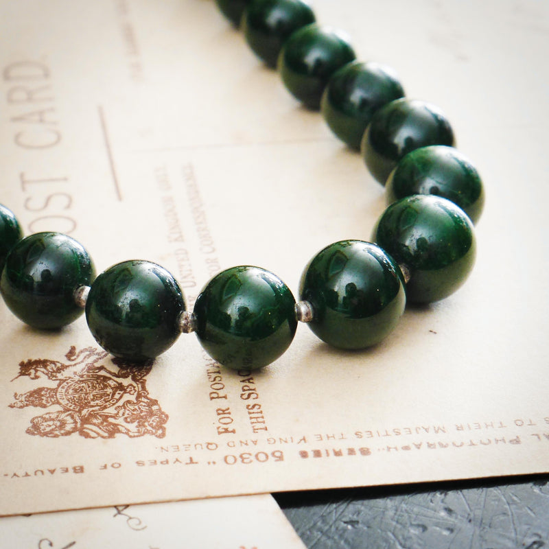 Verdant Vintage 1930's Green Marble Beads