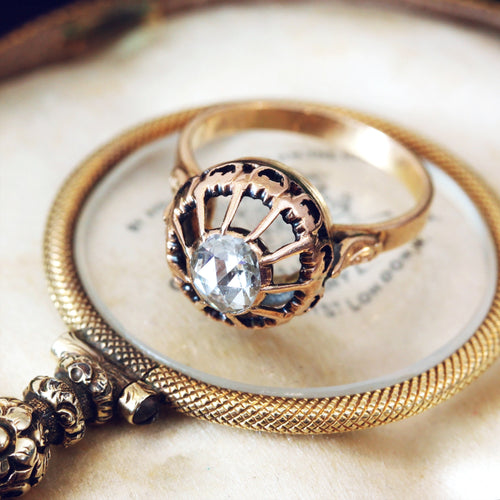Unusual Merovingian Style Rose-Cut Diamond Ring