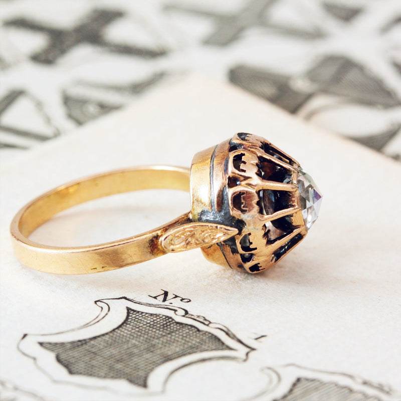 Unusual Merovingian Style Rose-Cut Diamond Ring