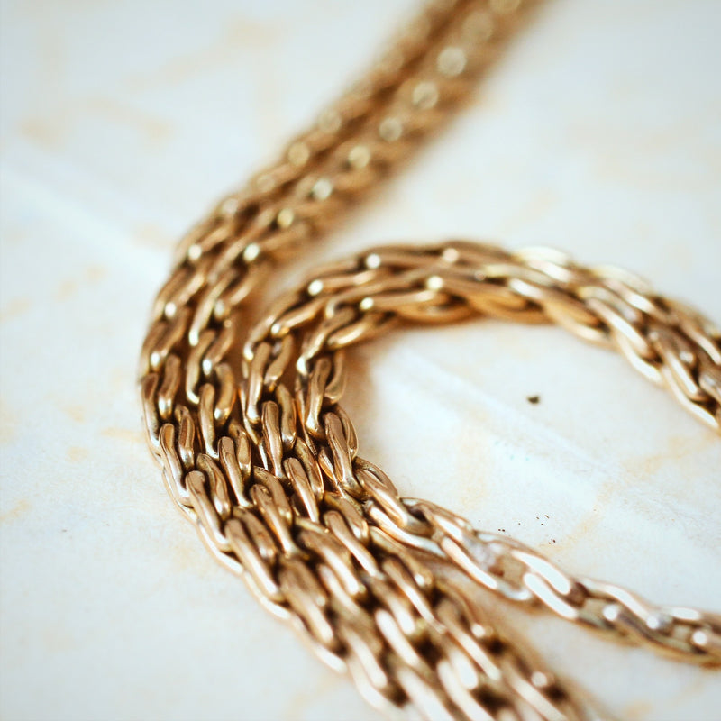 Antique Gold Guard Chain & Diamond Pendant