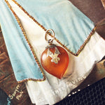 Antique 9ct Gold Blonde Tortoiseshell Heart Pendant