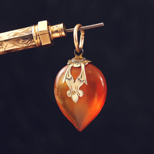 Antique 9ct Gold Blonde Tortoiseshell Heart Pendant