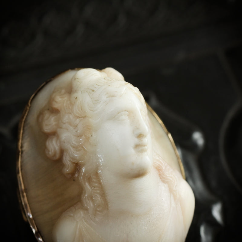 Scarce Antique High Profile Ariadne Roman Goddess Shell Cameo