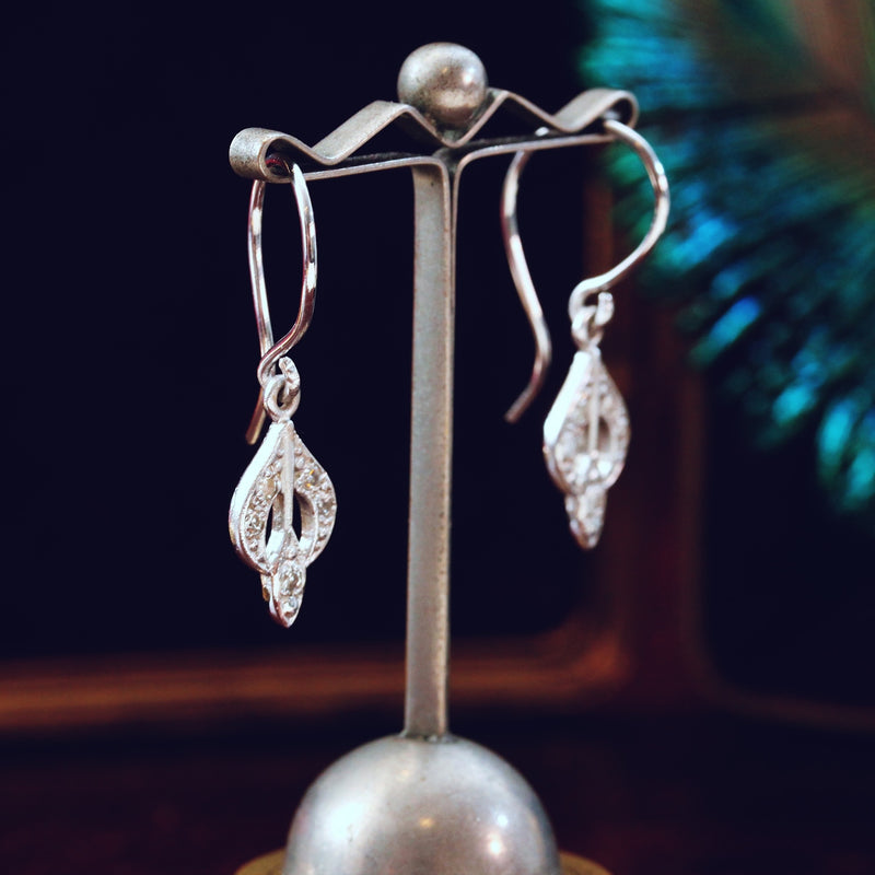 Dainty Vintage Style Diamond Drop Earrings