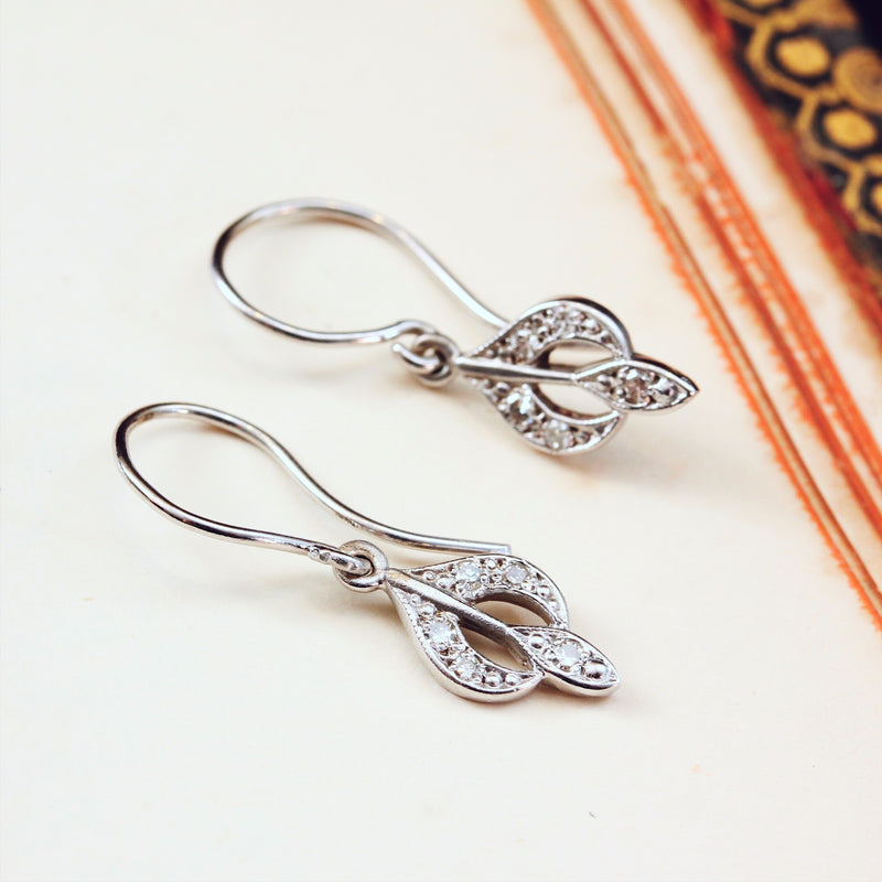 Dainty Vintage Style Diamond Drop Earrings
