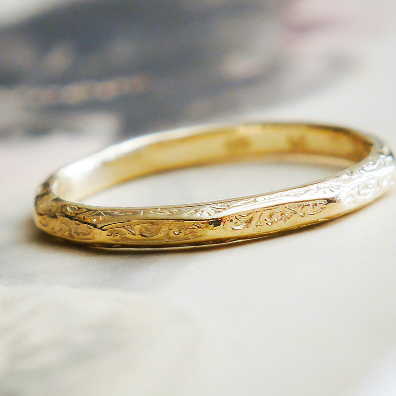 Vintage Style 'Decagon' 9ct Gold Vintage Style Wedding Ring