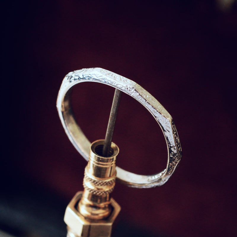 Vintage Style 'Decagon' 9ct White Gold Wedding Ring